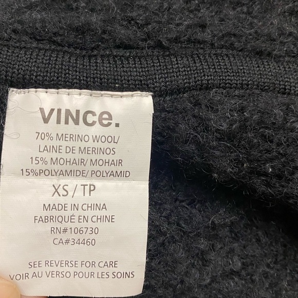 VINCE Wool Marl Knit Open Front Sweater in Black - Picture 7 of 7